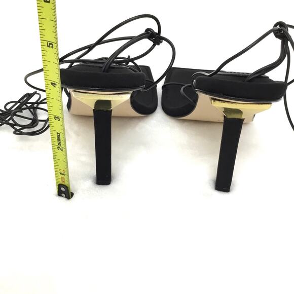 Good American Neoprene Cage Black Tie Lace Up Gladiator Heel NEW 9.5 - Picture 4 of 6